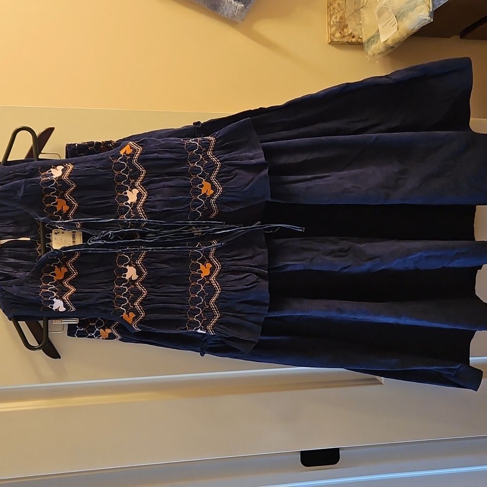 NWT! Free People Terra Smocked Maxi Skirt Set (M), Blue, Corduroy - Picture 6 of 16